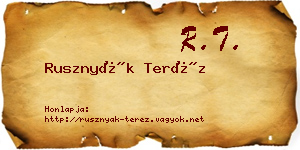 Rusznyák Teréz névjegykártya